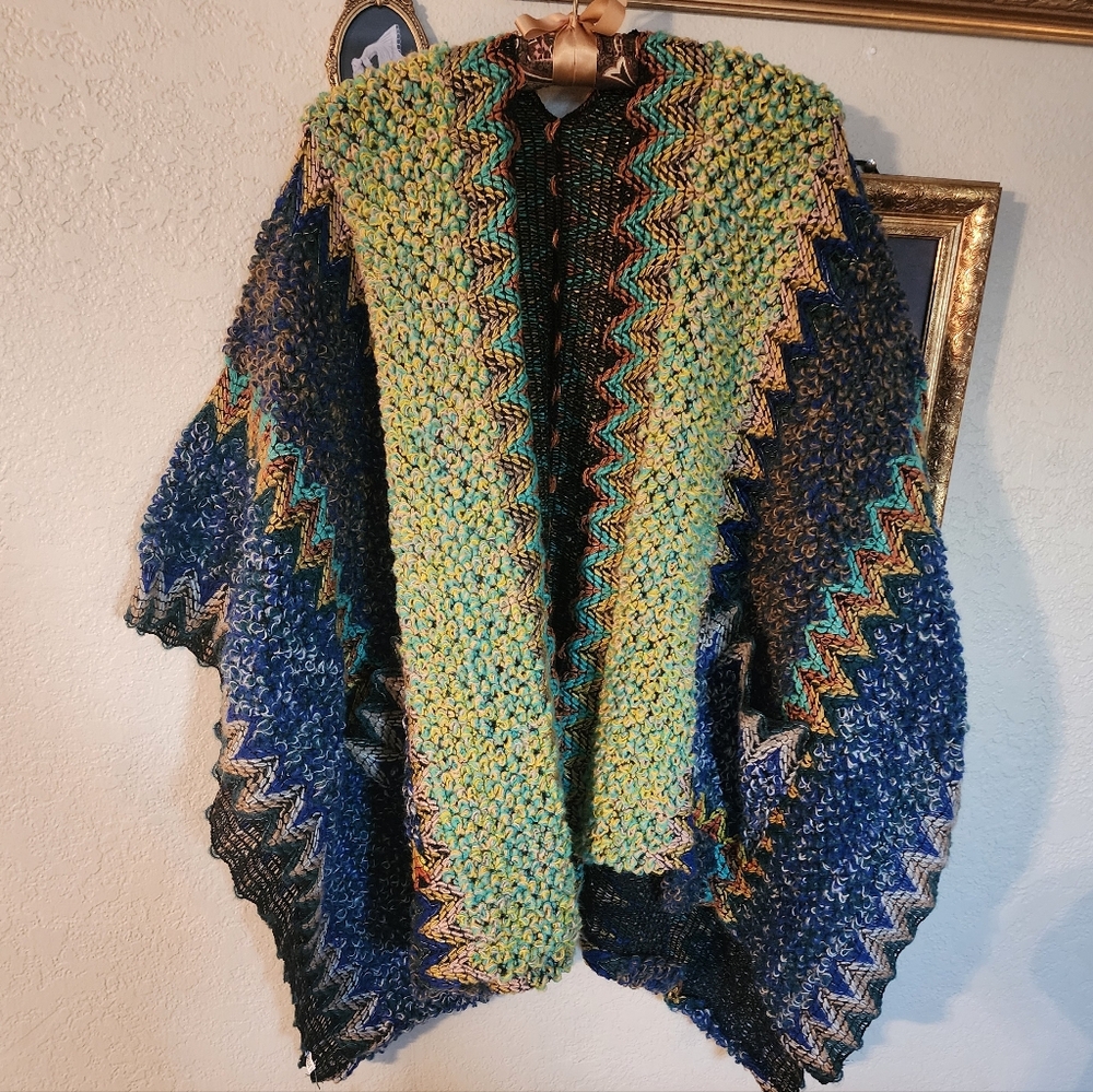 🍂Multicolor Zigzag Women's Poncho - Picture 5 of 7